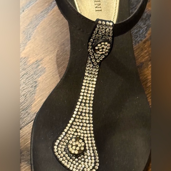 Enzo Angiolini Beautiful Black Open Toe Rhinestones Heels size 5. Pre owned - Picture 3 of 5